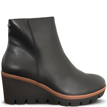 SUSST WOMENS WEDGE ZIP ANKLE BOOT - BLACK